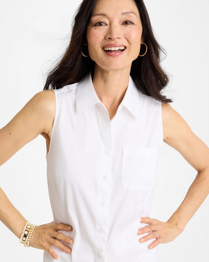 Chico's Poplin Cotton Collared Tunic