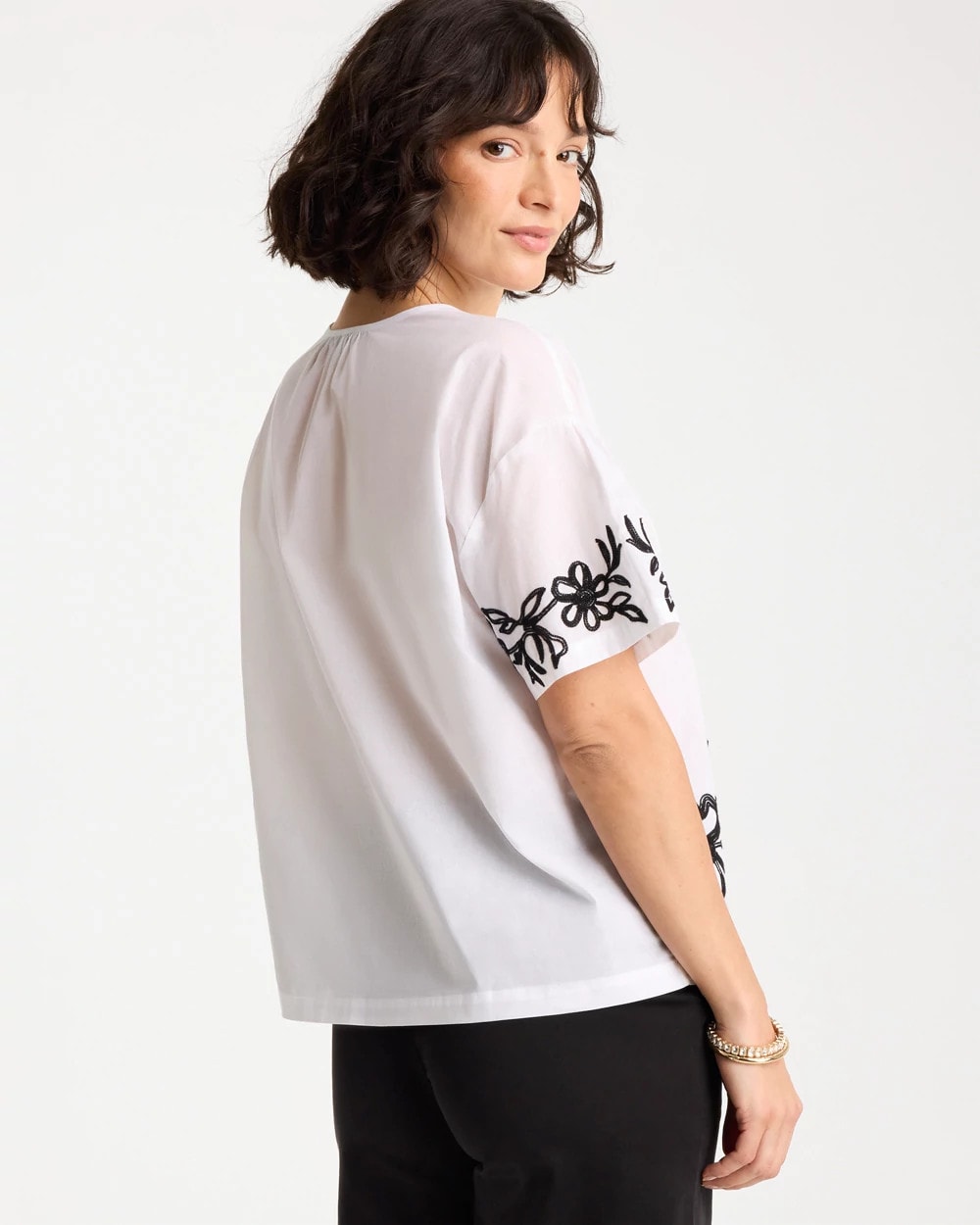 Chico's Cotton Voile Applique Blouse