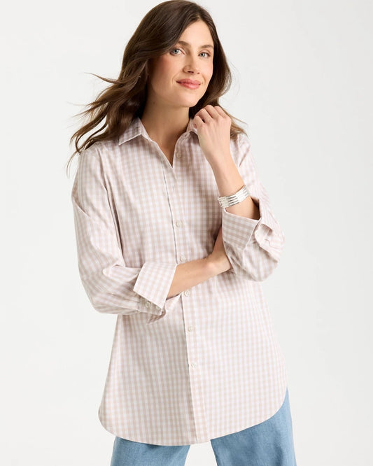Chico's No Iron™ Stretch Neutral Gingham Shirt