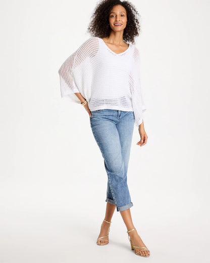 Chico's V-Neck Metallic Knit Poncho