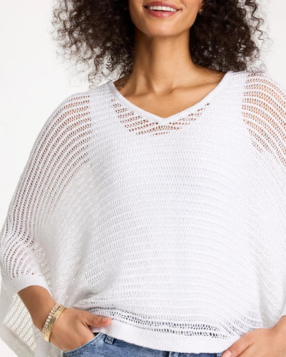 Chico's V-Neck Metallic Knit Poncho