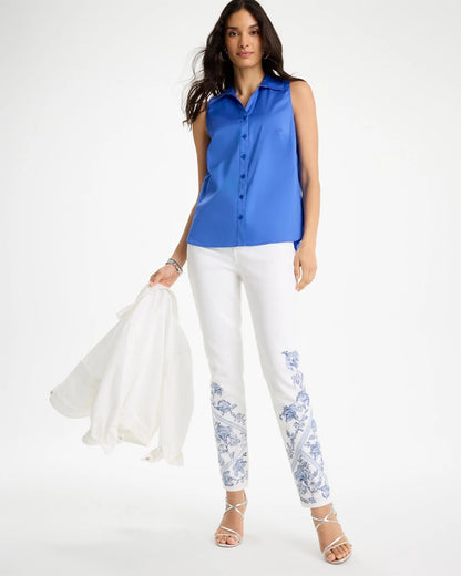 Chico's Cotton-Blend Classic Sleeveless Shirt
