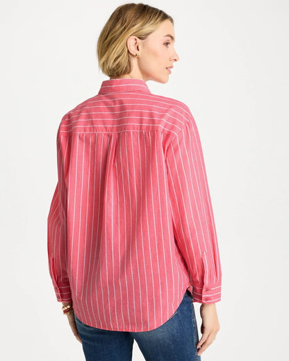 Chico's Cotton Voile Collared Striped Shirt