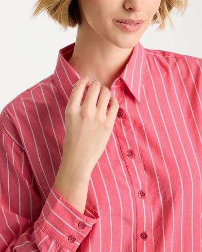 Chico's Cotton Voile Collared Striped Shirt