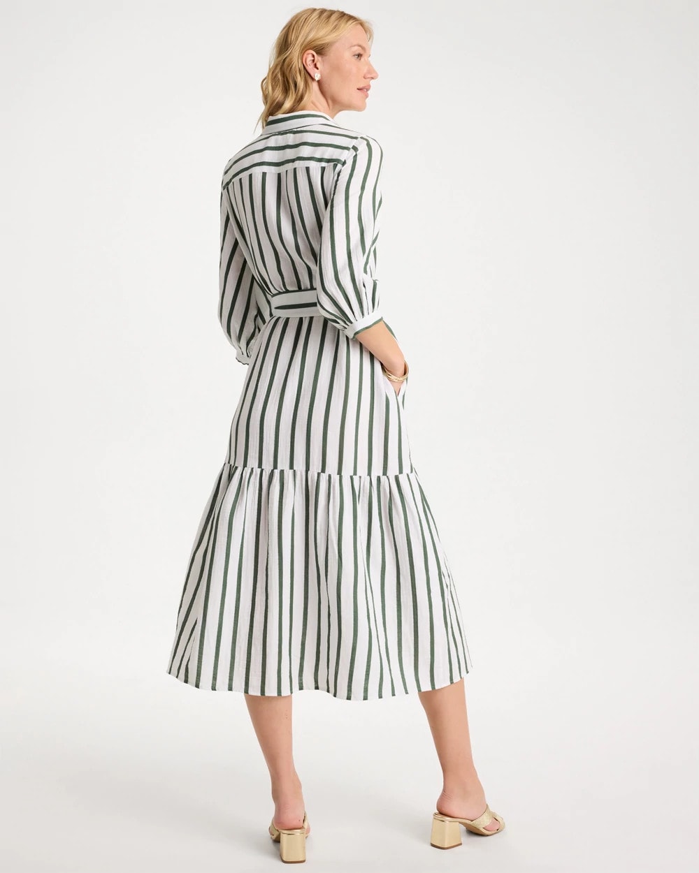 Chico's Striped Cotton-Gauze Shirtdress