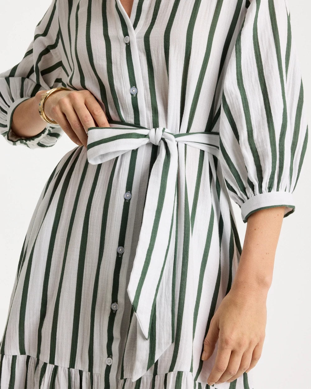 Chico's Striped Cotton-Gauze Shirtdress