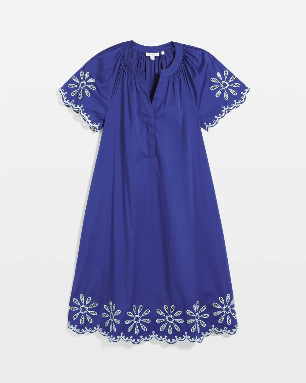 Chico's Embroidered Poplin Popover Dress