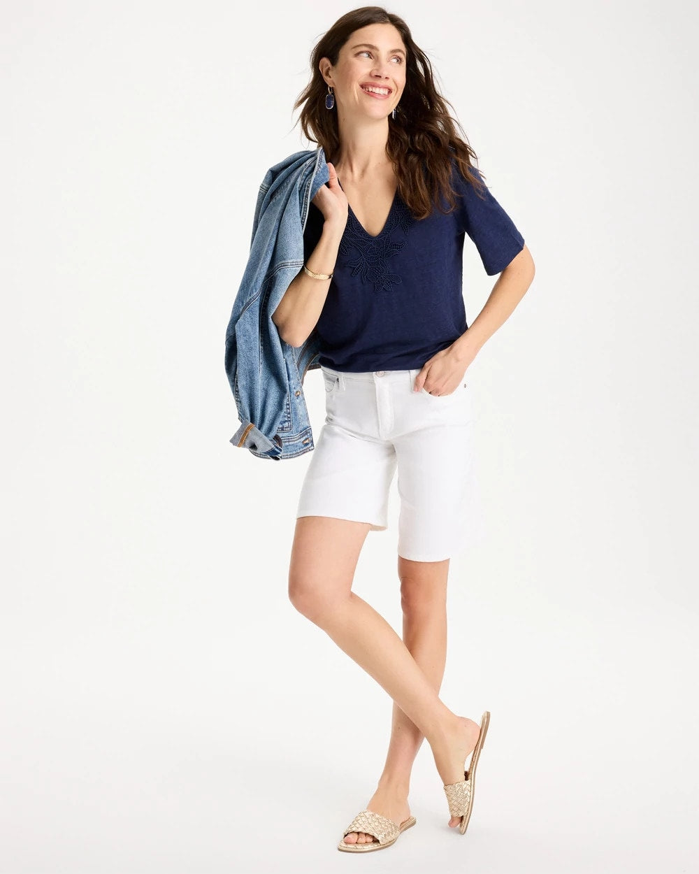 Chico's Flora Lace V-Neck Tee