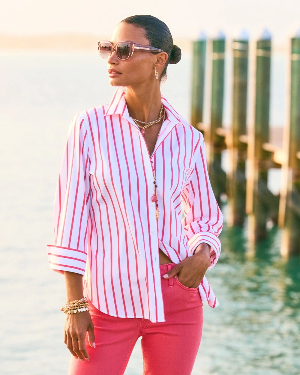 Chico's No Iron™ Stretch Striped Shirt