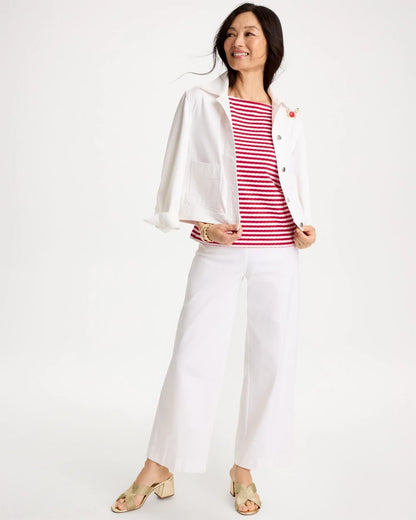 Chico's Cotton Striped Button Tee