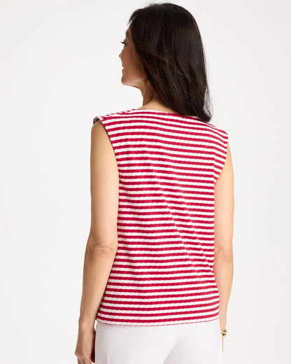 Chico's Cotton Striped Button Tee