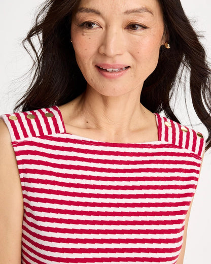 Chico's Cotton Striped Button Tee