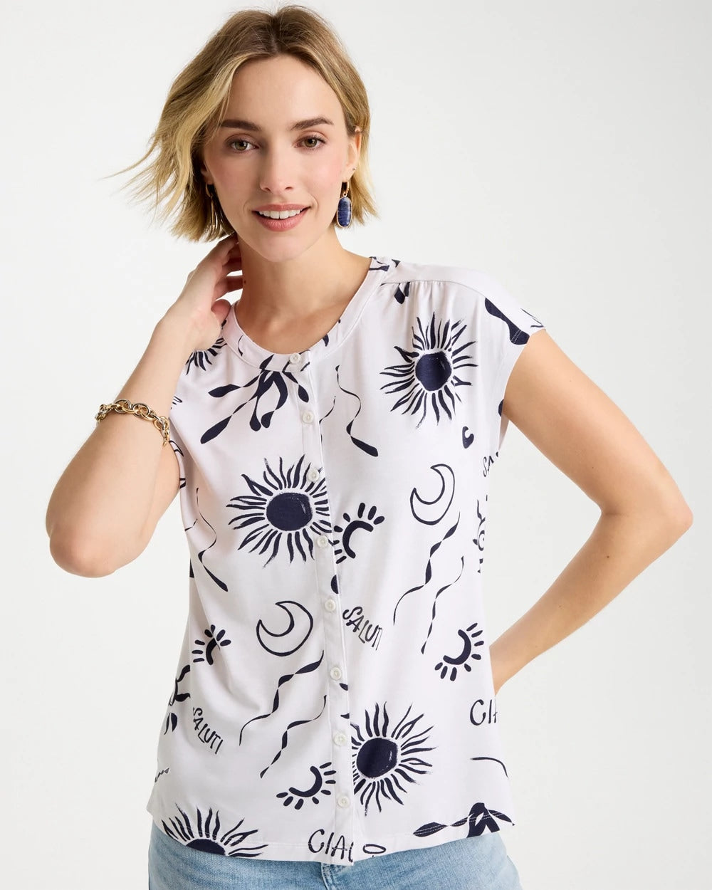 Chico's La Playa Refined Button Tee