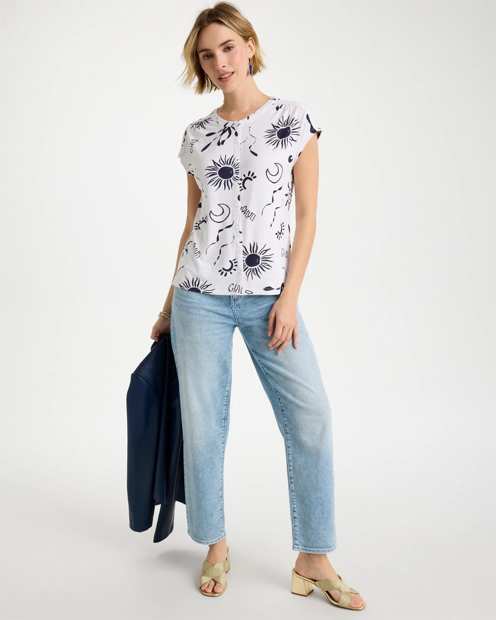 Chico's La Playa Refined Button Tee