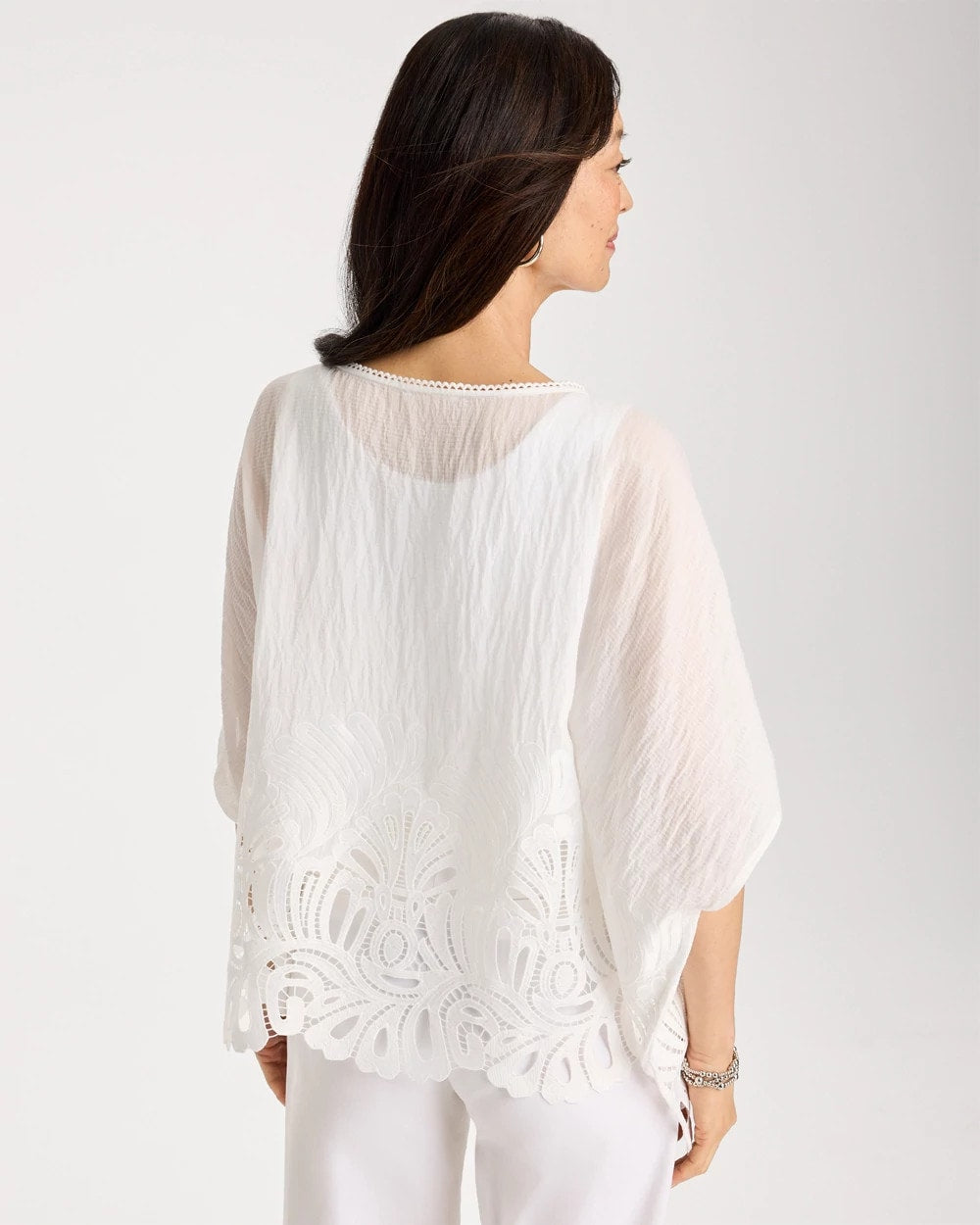 Chico's Crochet Lace Hem Poncho