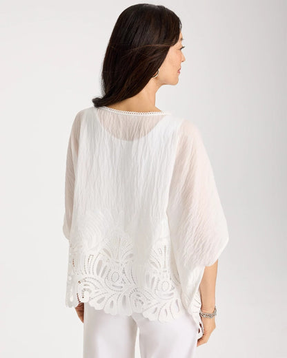 Chico's Crochet Lace Hem Poncho