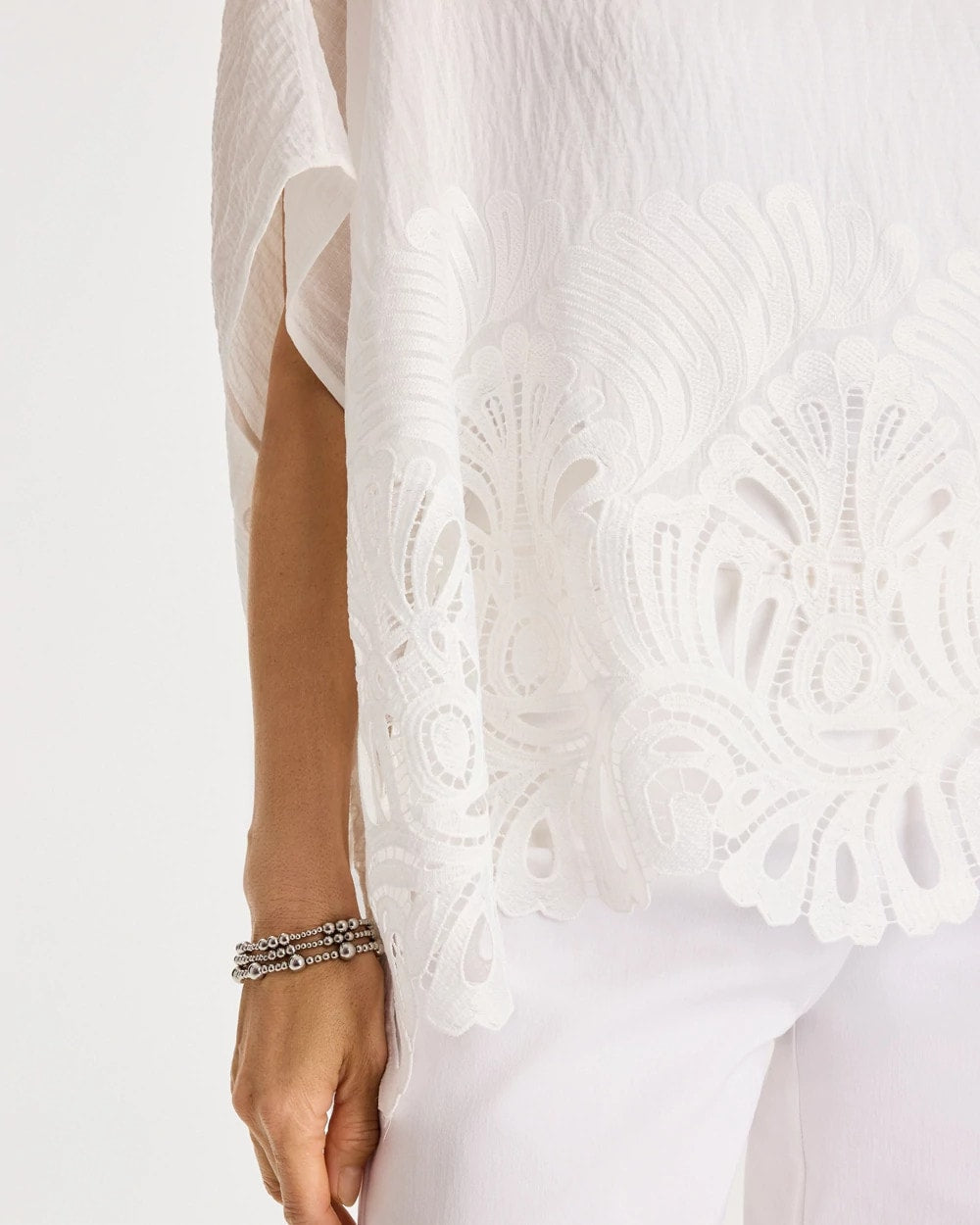 Chico's Crochet Lace Hem Poncho