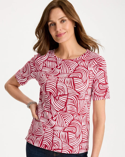Chico's Geo Pima Elbow Sleeve Tee