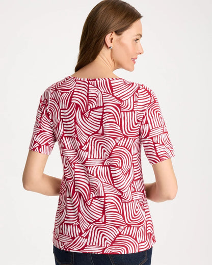 Chico's Geo Pima Elbow Sleeve Tee
