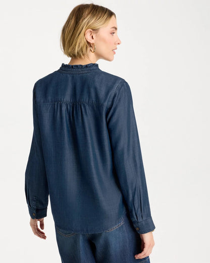 Chico's Tencel Denim Ruffled Popover Shirt