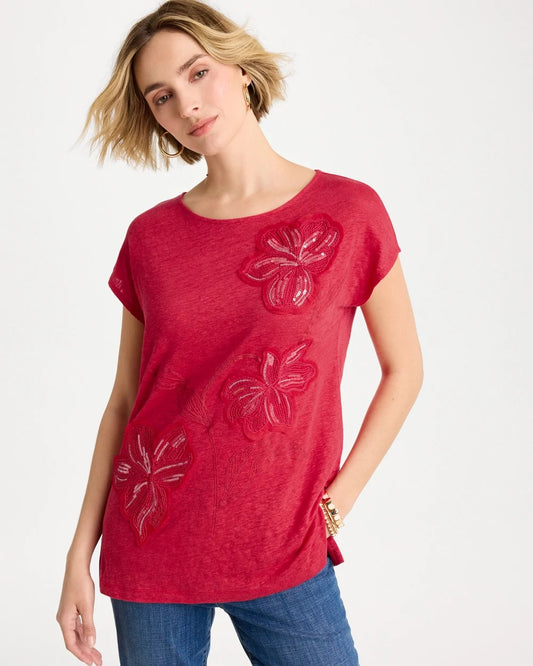 Chico's Linen Embellished Sequin Tunic