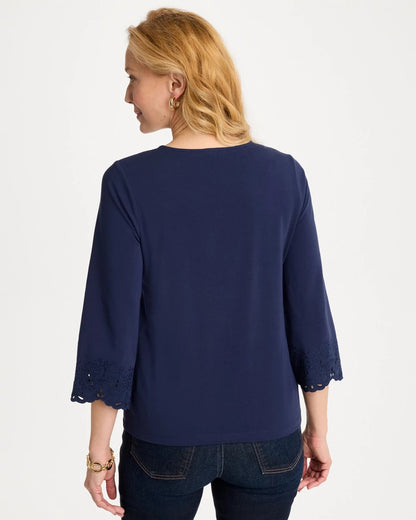 Chico's Embroidered Hem Top