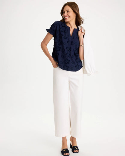 Chico's Cotton Embroidered Americana Star Blouse