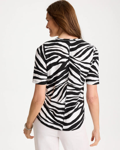 Chico's Wild Lines Cotton Slub V-Neck Tee