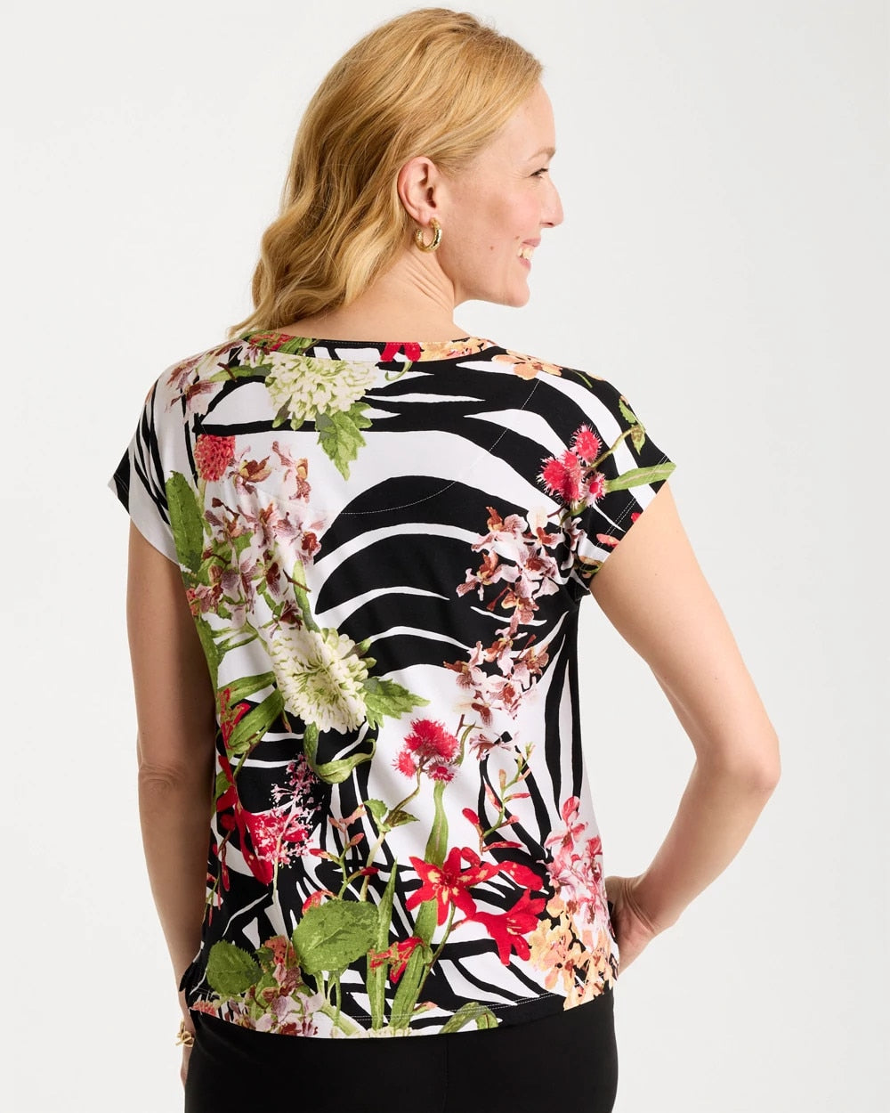 Chico's Refined Jersey Slub Button Tee