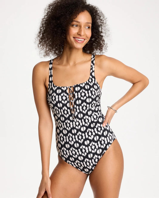 Chico's Gottex Mantra Square Neck One Piece Swimsuit