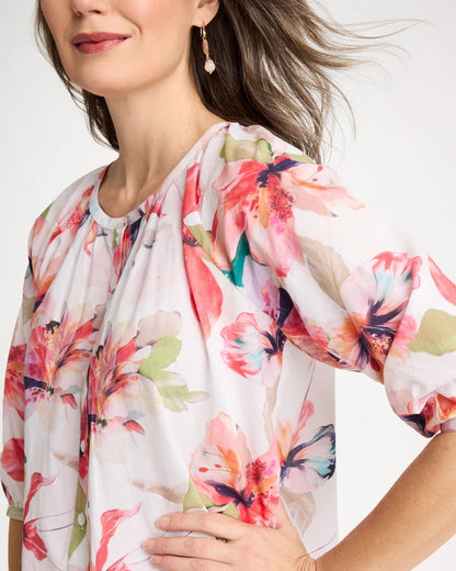 Chico's Cotton Voile Croix Collage Blouse