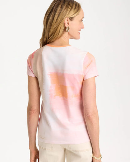 Chico's Cotton Stretch Watercolor Cap Sleeve Tee