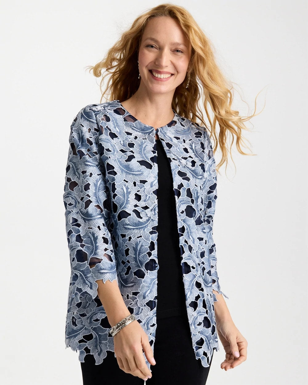 Chico's Travelers™ Collection Contrast Lined Lace Jacket
