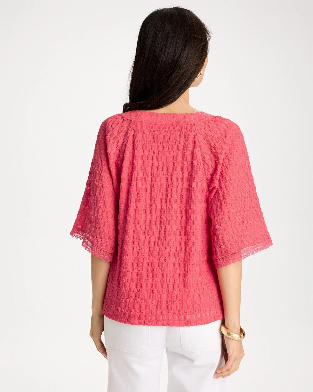 Chico's Crinkle Lace Knit Raglan Tee