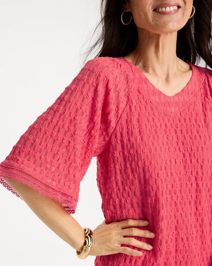 Chico's Crinkle Lace Knit Raglan Tee