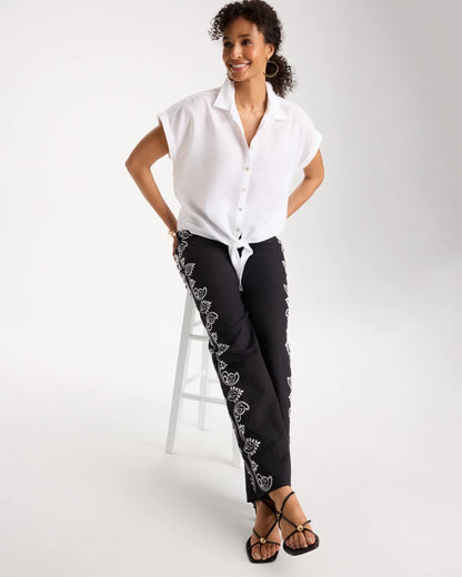 Chico's No Iron™ Linen Tie-Front Cap Sleeve Shirt