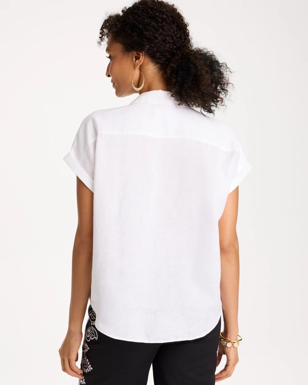 Chico's No Iron™ Linen Tie-Front Cap Sleeve Shirt