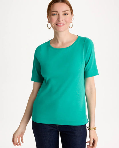 Chico's Pima Elbow Sleeve Tee