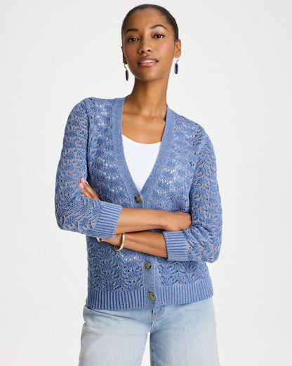 Chico's Crochet Knit Pointelle Cardigan