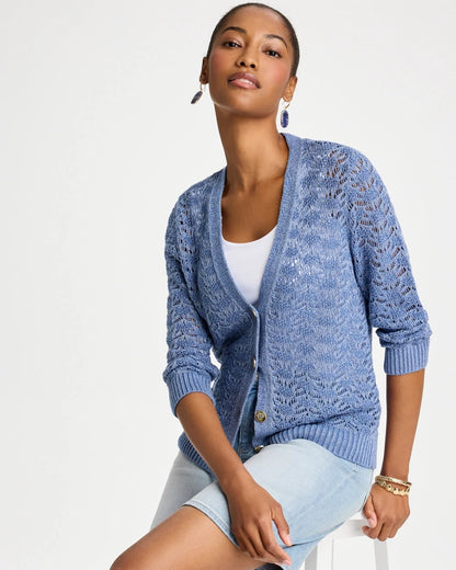 Chico's Crochet Knit Pointelle Cardigan