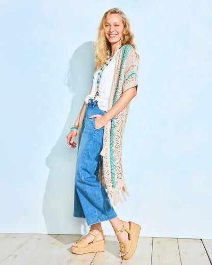 Chico's Rainbow Crochet Pointelle Vest