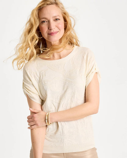 Chico's Floral Jacquard Dolman Pullover Sweater