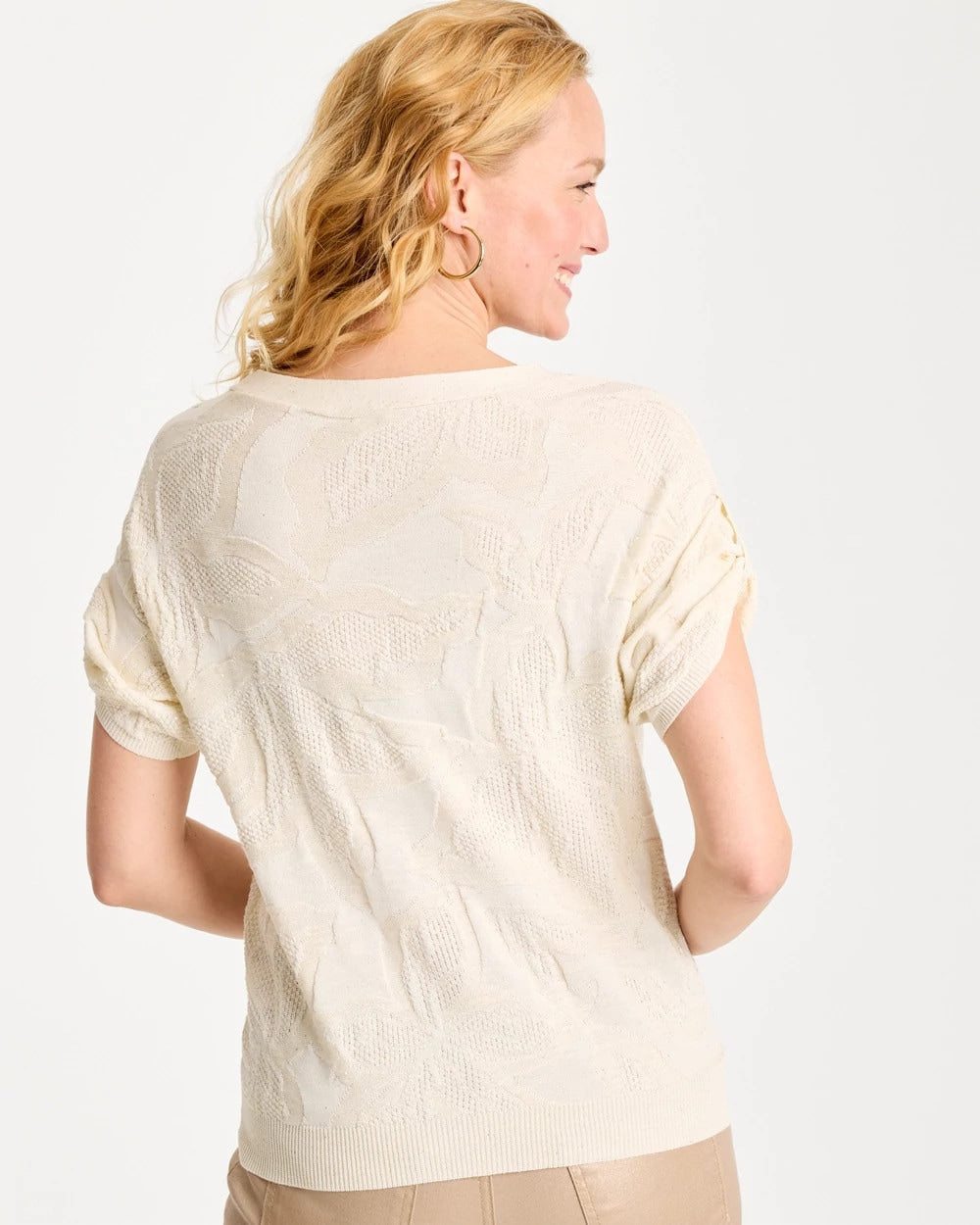 Chico's Floral Jacquard Dolman Pullover Sweater