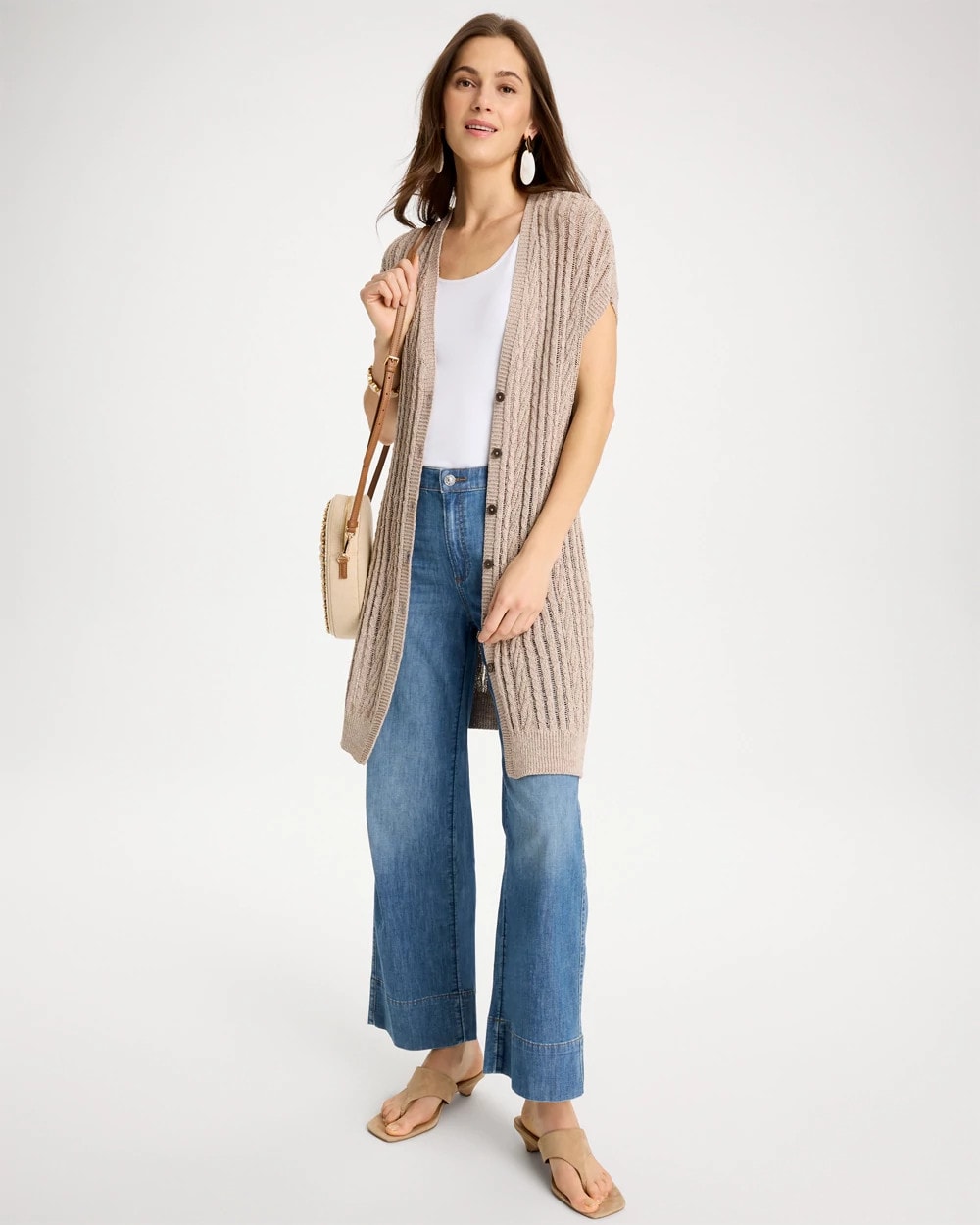 Chico's Faucet V-Neck Long Cardigan Vest