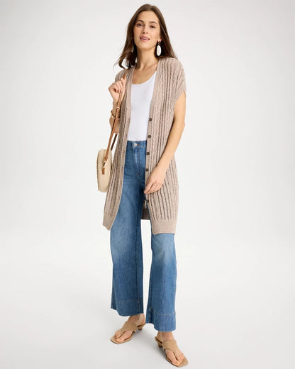 Chico's Faucet V-Neck Long Cardigan Vest