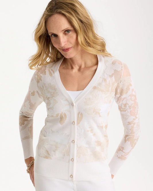 Chico's Burnout Button-Front Cardigan