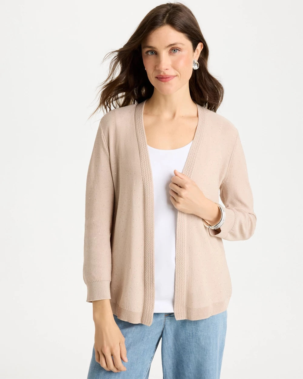 Chico's Sequined Summer Romance Cardigan