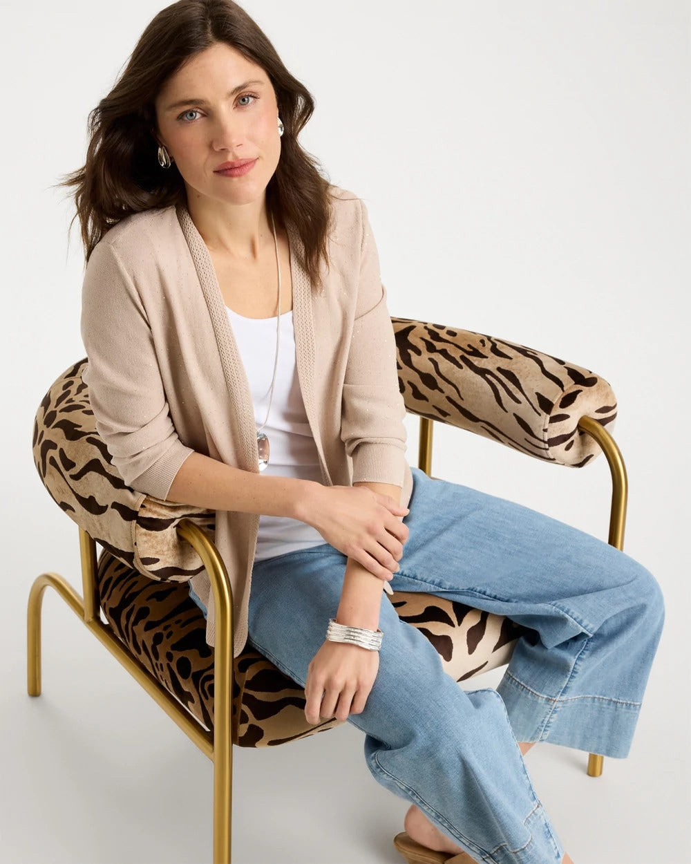 Chico's Sequined Summer Romance Cardigan