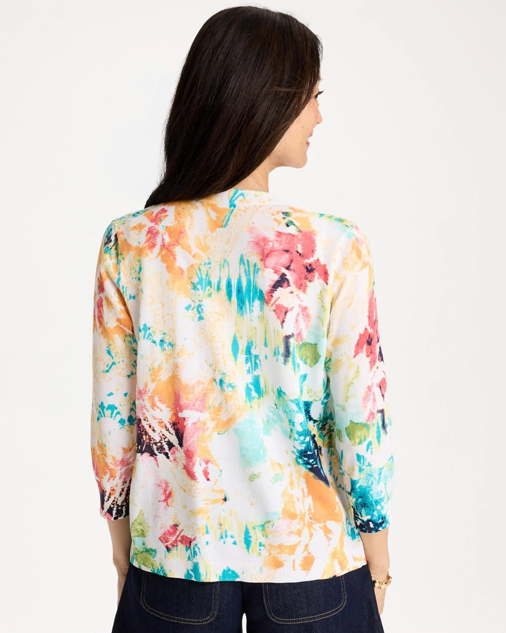 Chico's Printed Summer Romance Cardigan