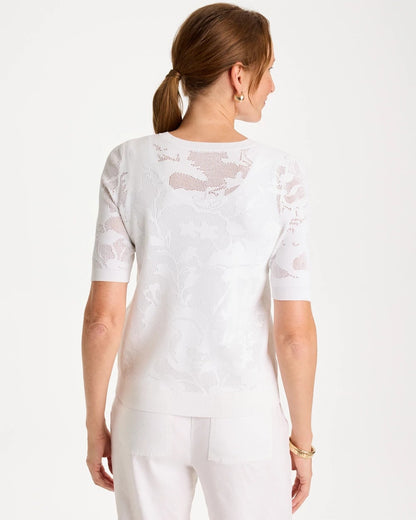 Chico's Ella Short-Sleeve Pointelle Sweater